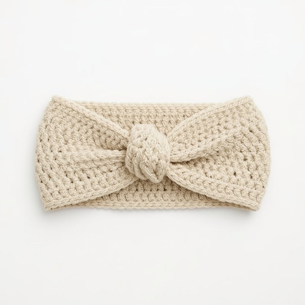 Crochet Cotton Headband – Wide Stretch Hair Band, One Size