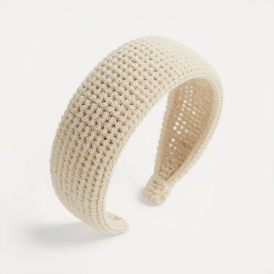 Crochet Cotton Headband – Wide Stretch Hair Band, One Size